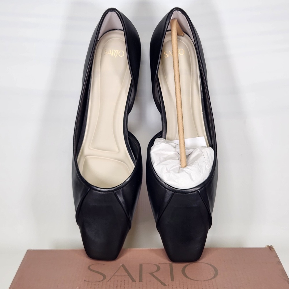 Sarto Franco Sarto Debrah Flat Women Size 8.5 Black Leather D'Orsay Square Toe - Picture 3 of 7